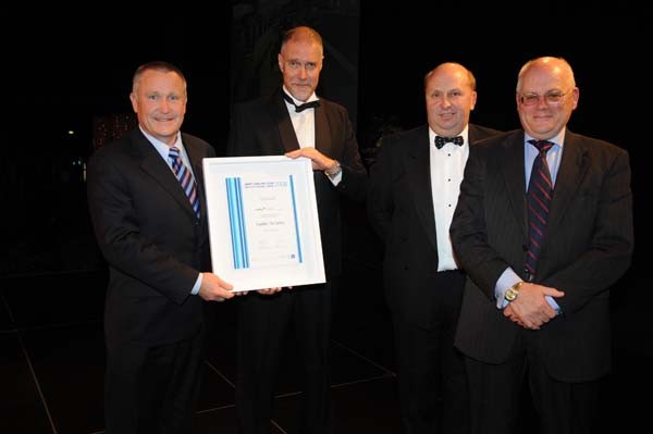 Mayor Mark Ball (left) and David Manton (right) with the Excellence in Education and Arts Property Award